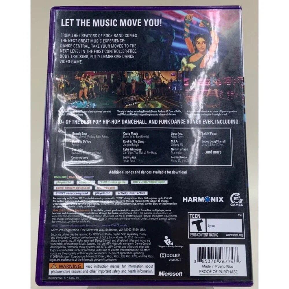 Dance Central (Microsoft Xbox 360, 2010) Kinect - Complete With Manual - Tested